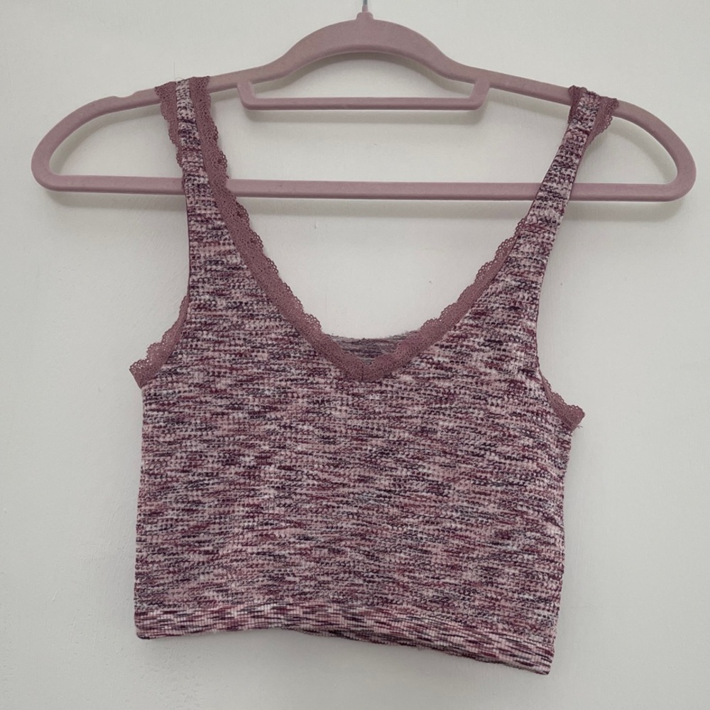 Women's Pink and Purple Knit Tank Top